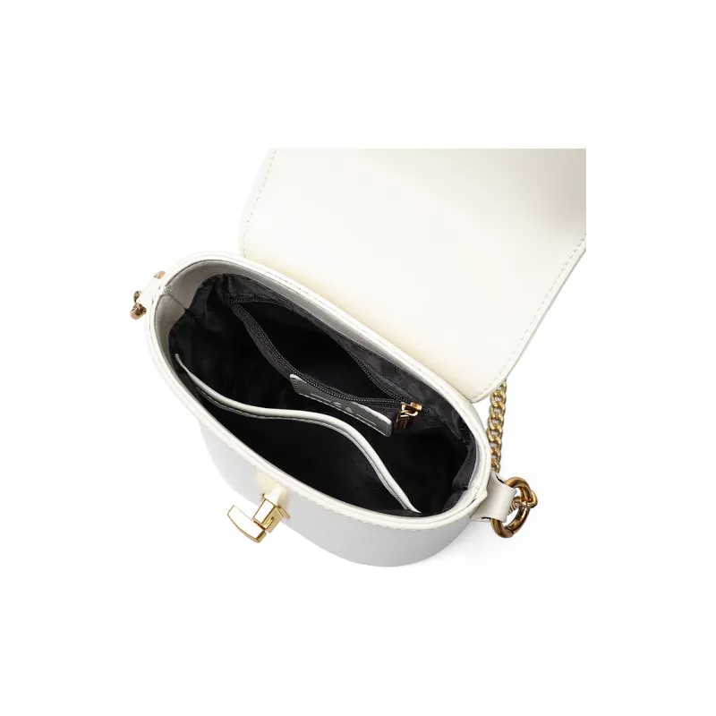 PT'SON Cow Leather With Synthetic Leather Underarm Shoulder Bag, Crossbody Bag Regular Women's Milkshake White-4