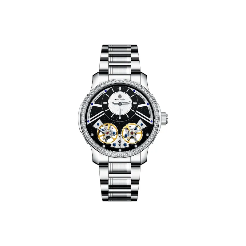 McElo Infinite Universe Collection Sirius Automatic Mechanical Movement Steel Strap Watch Men's Watches Black Dial-0