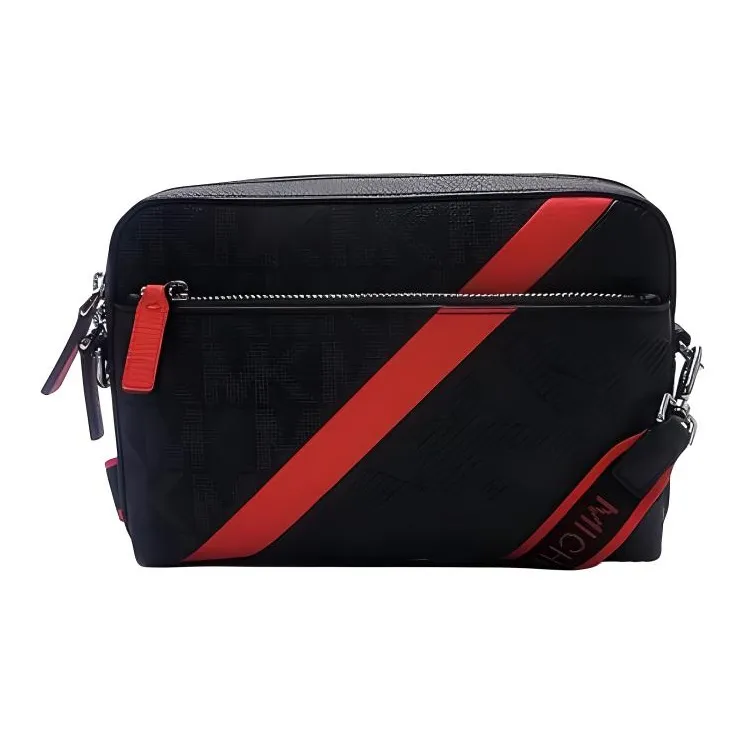 MICHAEL KORS MK Cooper Artificial Leather Shoulder Bag, Crossbody Bag Medium Size Men's Black-1