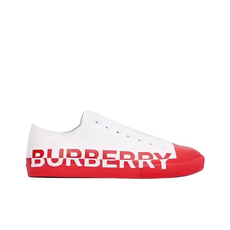 Burberry Low Top Skateboard Shoes Men's White Red-1