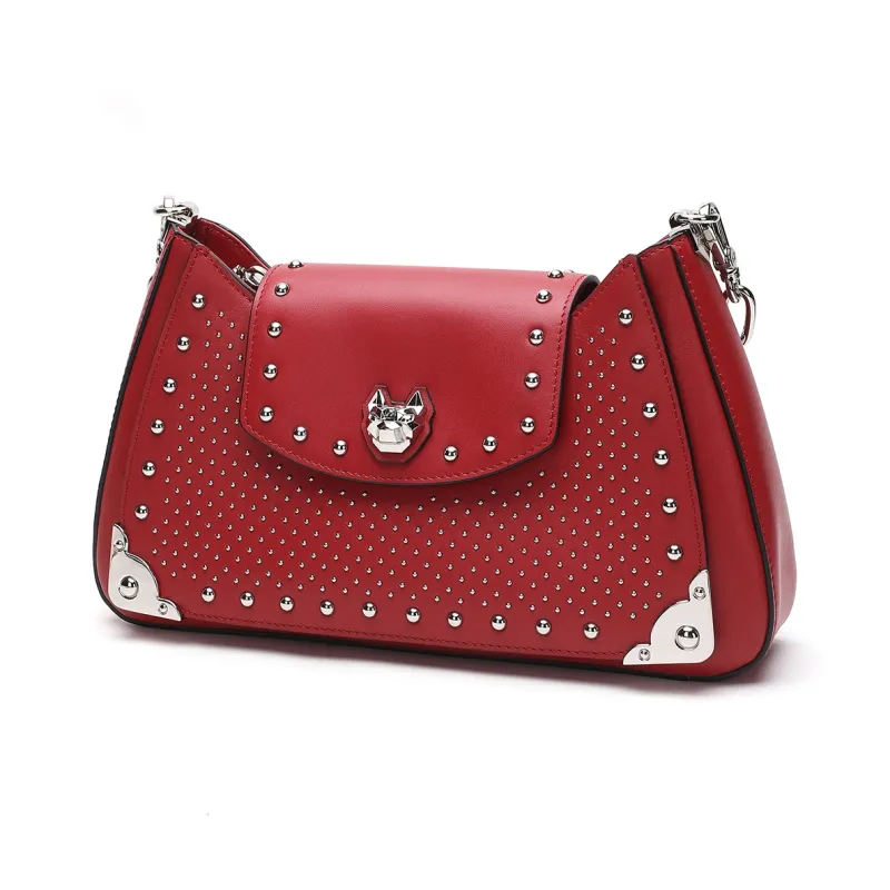 Miguel Vieira Cow Leather One Shoulder Handbag Regular Women's Black/Blue/Red-14