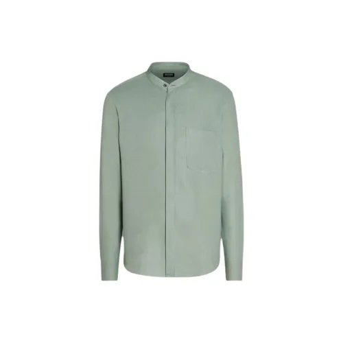 Ermenegildo Zegna Shirts Men Gray Green