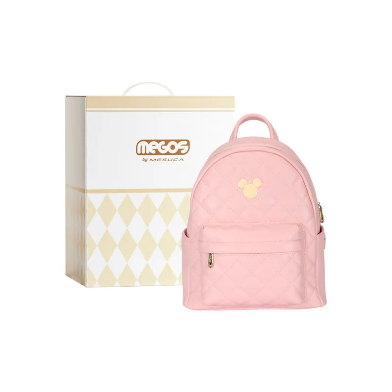 Disney Mickey Series Synthetic Leather Backpack Regular Unisex Black/White/Pink-0