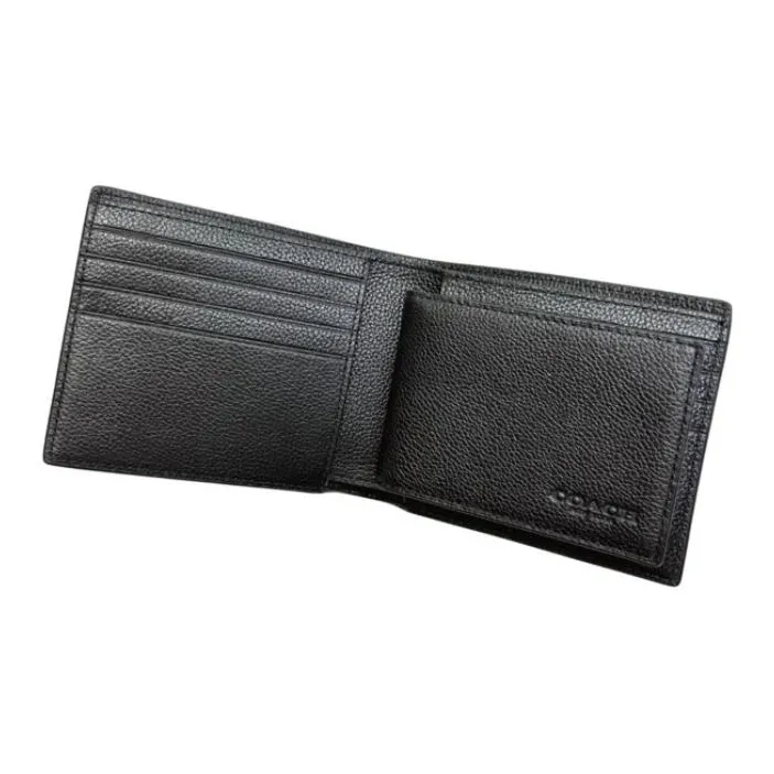 COACH 3 IN 1 Wallet Smooth Calf Leather Wallet Mini Men's Black-4