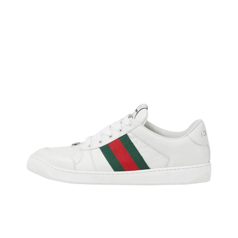 GUCCI Screener Distressed Shoes Skateboard Shoes Men's White Green-0