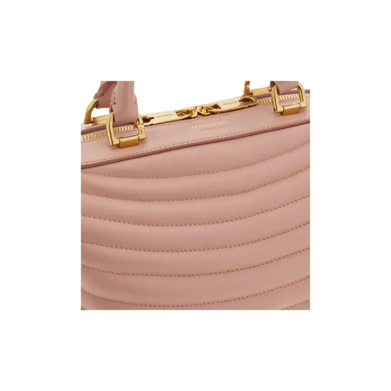 FERRAGAMO Calfskin Bowling Bag, Handbag Trumpets Women's Pink-2