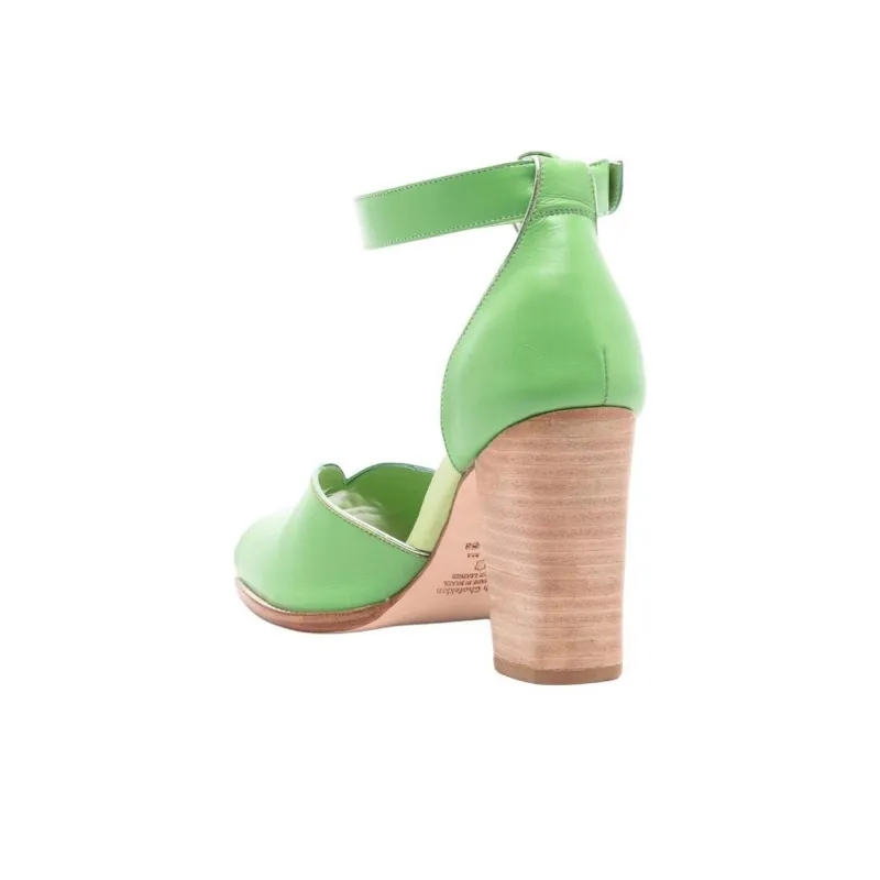 Sarah Chofakian Peep Toe Lorraine Strap Sandals 7.5cm Women's Green-3