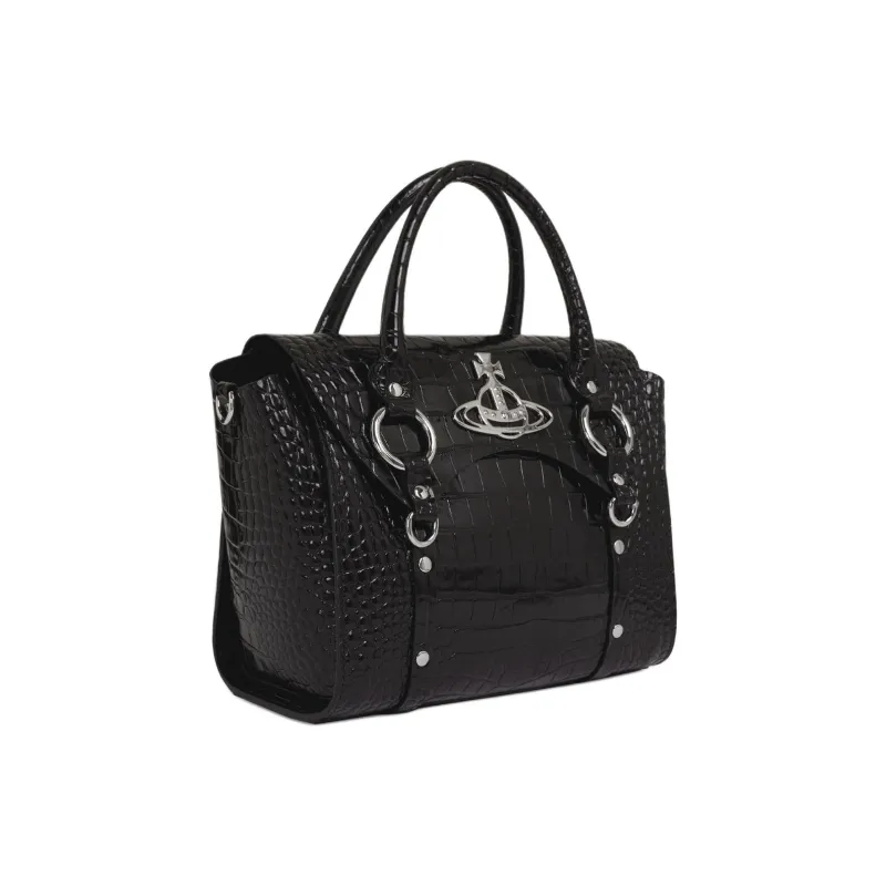 Vivienne Westwood BETTY Leather Handbag Medium Size Women's Black-3
