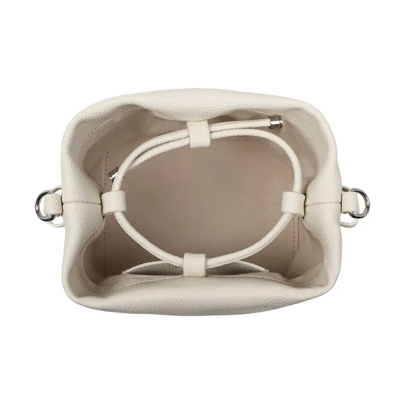 MILLIE'S Cow Leather With Synthetic Leather Bucket Bag, One Shoulder Handbag Regular Women's White-3