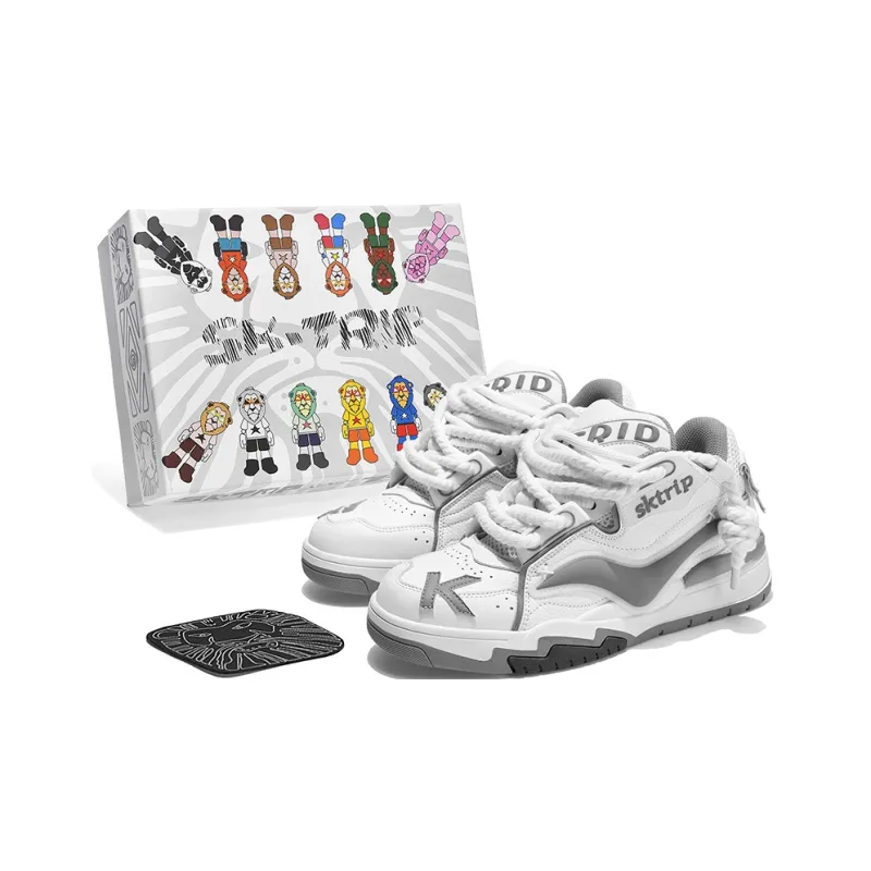 SK.TRIP Kunpeng Low Top Skateboard Shoes Unisex Vintage White-0