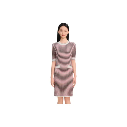 Blood Glitter Short-Sleeved Dresses Women's Pink Stripe