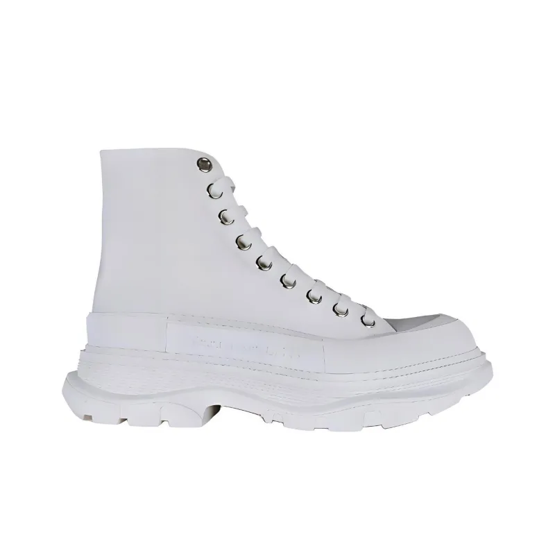 Alexander McQueen Tread Slick High Top Casual Shoes Men's White-3