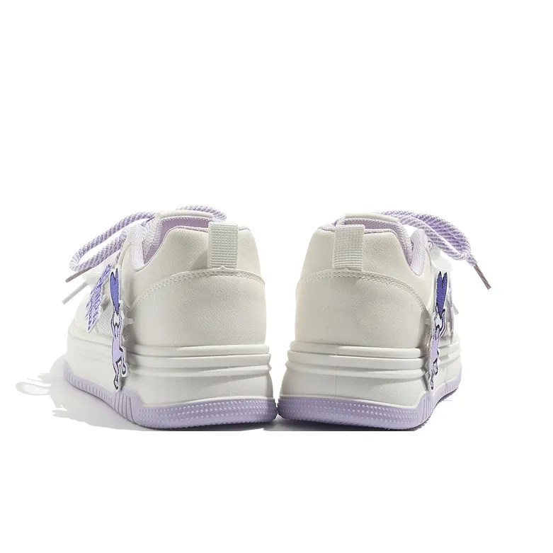 BEIER Wear resistant And Lightweight Low Top Skateboard Shoes Women's White Purple-4