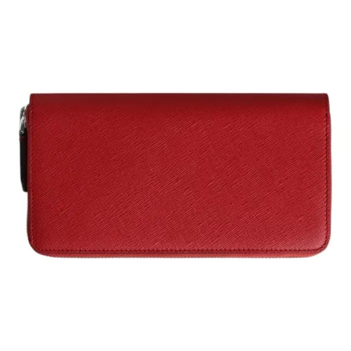 MONTBLANC Saffiano Print Leather Wallet Women's Brick Red-3