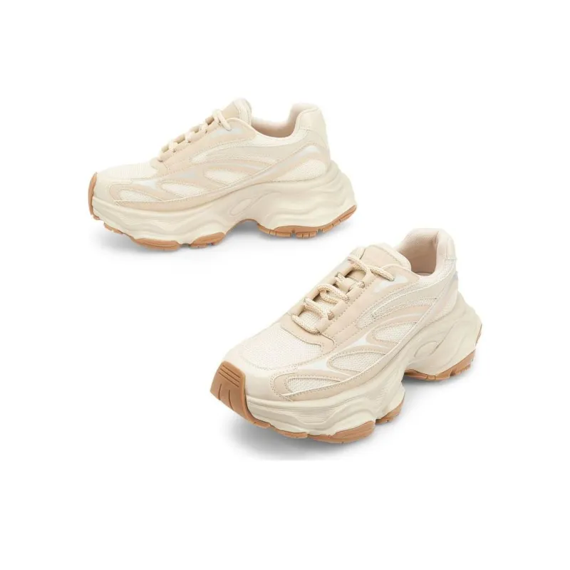 TOOMANYSHOES Low-Top Chunky Sneakers Women's Silver/Apricot-8