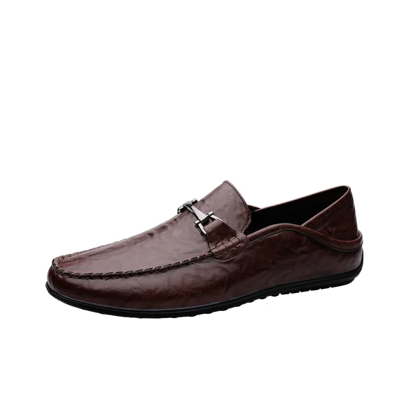 King Jinmai Gommino Loafers Men Black/Dark Brown-15