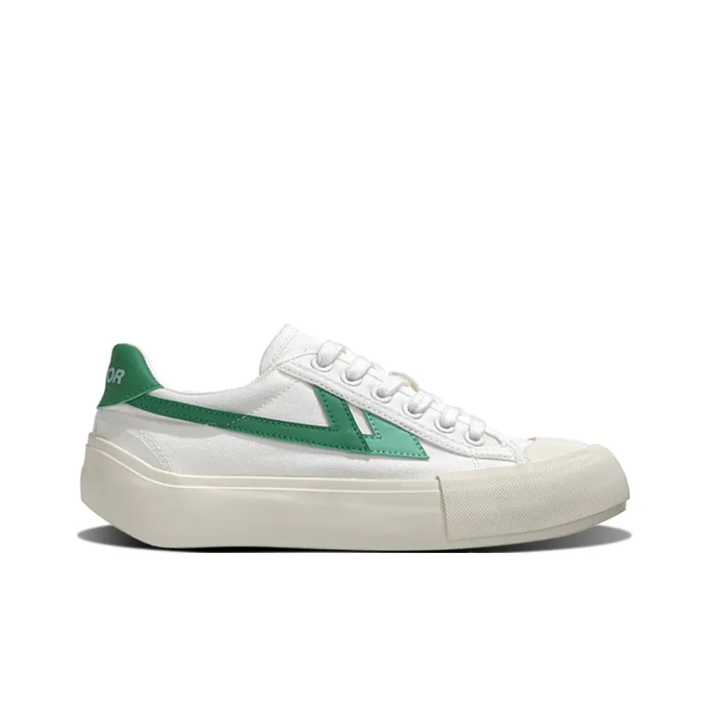 Warrior Divine Power Fresh Campus Collection Low Top Versatile White Sneakers Unisex White/Green-1