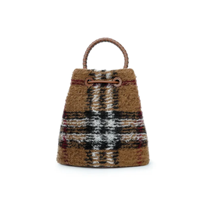 Burberry Leather Bucket Bag Handbag Shoulder Bag Crossbody Bag Small Size Women's Dark Birch Brown-4