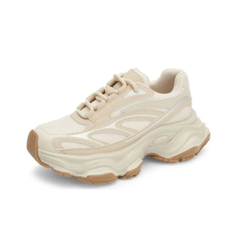 TOOMANYSHOES Low-Top Chunky Sneakers Women's Silver/Apricot-6