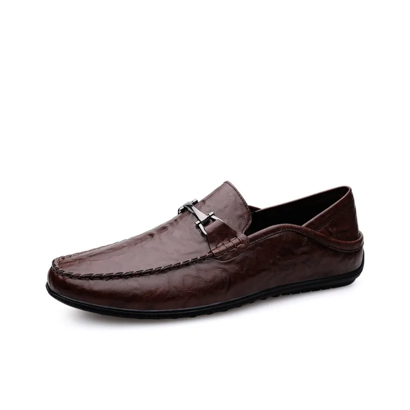 King Jinmai Gommino Loafers Men Black/Dark Brown-14