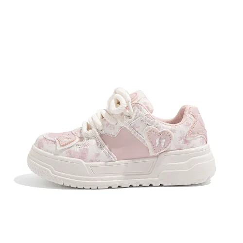 HUANQIU Thermal Breathable Coverage Low Top Skateboard Shoes Women's Cherry Blossom Pink