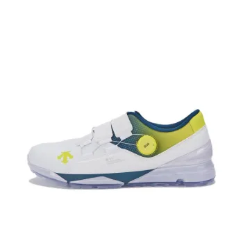 DESCENTE GOLF Non slip Lightweight Low Top Golf Shoes Men's White Yellow Blue
