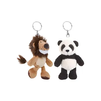 NICI Lion King+Panda, Plush Doll Pendant Combo, Brown/Black Dolls Plush Pendant 10cm Height