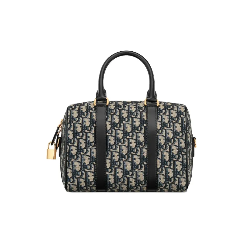 DIOR Oblique Jacquard With Leather Boston Bag Handbag Shoulder Bag Crossbody Bag Regular Women's Blue-2