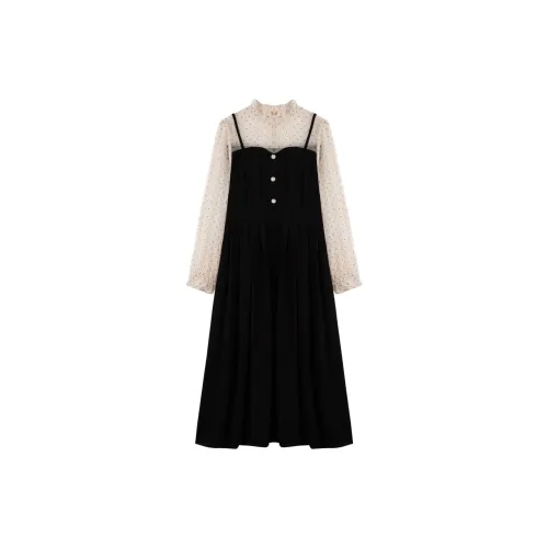 Qiushui Yiren Long-Sleeved Dresses Women's Black