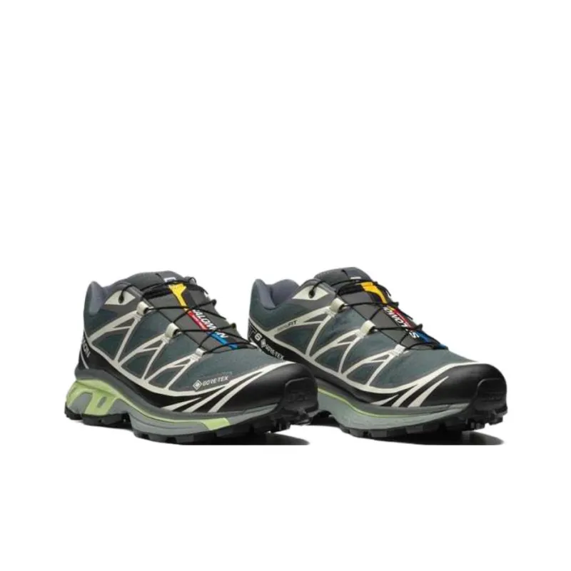 SALOMON XT 6 Anti Slip And Wear Resistant Water Resistant Low Top Running Shoes Unisex Urban Gray Black Lime Cream-1