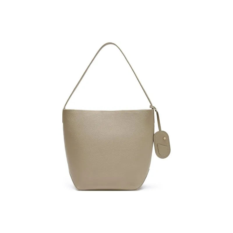 Staccato Cow Leather Shoulder Bag Tubas Women's Milk Tea Apricot/Dark Coffee-2