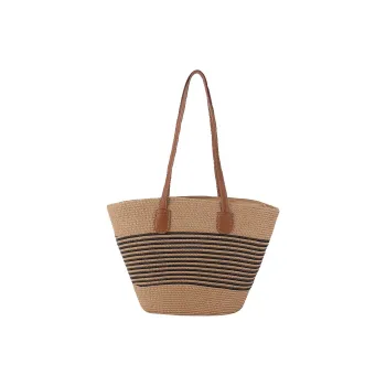 RKM Straw Shoulder Bag Regular Women's Khaki/Black