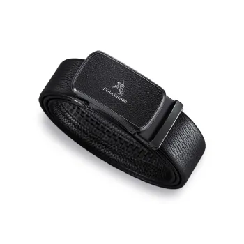 POLOMEISDO Top Grain Cow Leather Advanced Touch Belt Men's Trendy Youth Belt Pants Men's Gunmetal Width  3.5cm