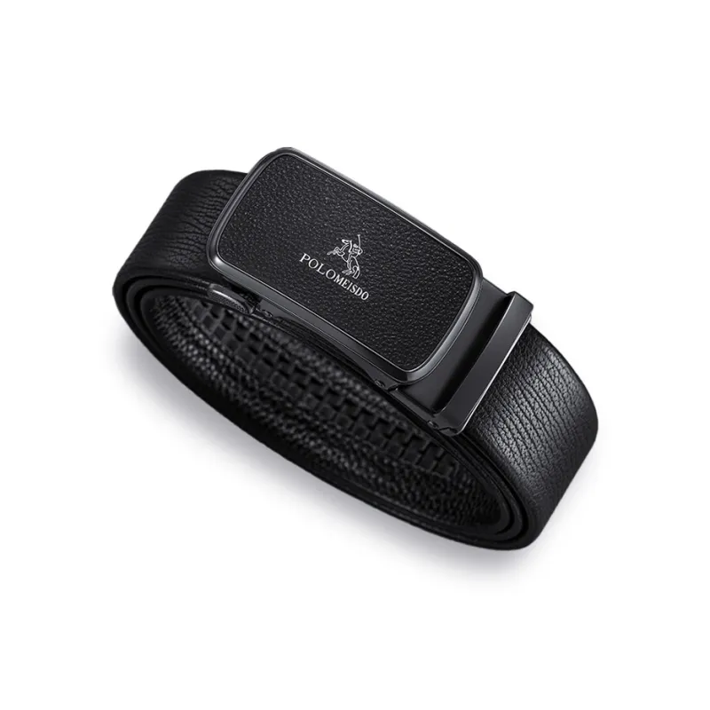 POLOMEISDO Top Grain Cow Leather Advanced Touch Belt Men's Trendy Youth Belt Pants Men's Gunmetal Width  3.5cm-0