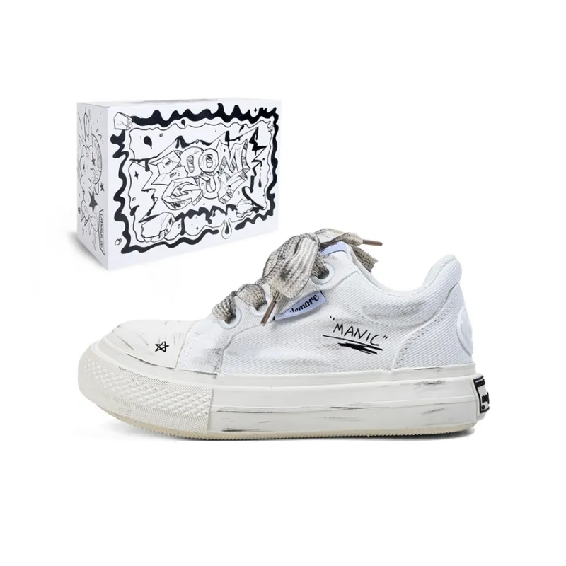 BOOM GUY POW Explosion Energy 70% Box Anti Slip And Wear Resistant Lightweight Low Top Skateboard Shoes Unisex White-7