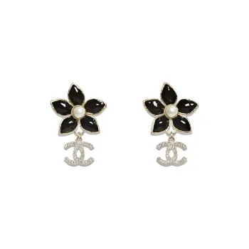 CHANEL Metal Earrings Women's Black