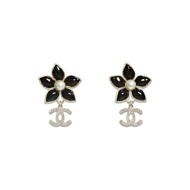 CHANEL Metal Earrings Women's Black-0
