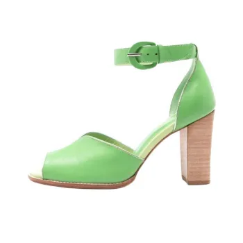 Sarah Chofakian Peep Toe Lorraine Strap Sandals 7.5cm Women's Green