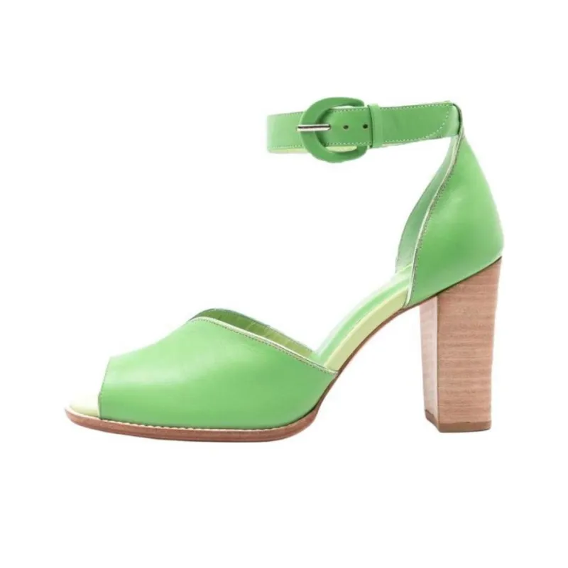Sarah Chofakian Peep Toe Lorraine Strap Sandals 7.5cm Women's Green-0