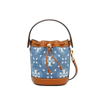 TORY BURCH T Monogram Jacquard With Leather Trim Bucket Bag Handbag Shoulder Bag Crossbody Bag Mini Women's Multicolor