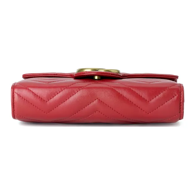 GUCCI Leather Envelope Bag Shoulder Bag Crossbody Bag Regular Women's Red-5