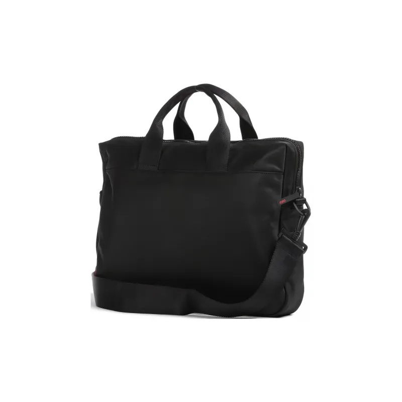 HUGO BOSS Recycled Material Briefcase, Portable Crossbody Bag, Shoulder Bag Men's Black-2