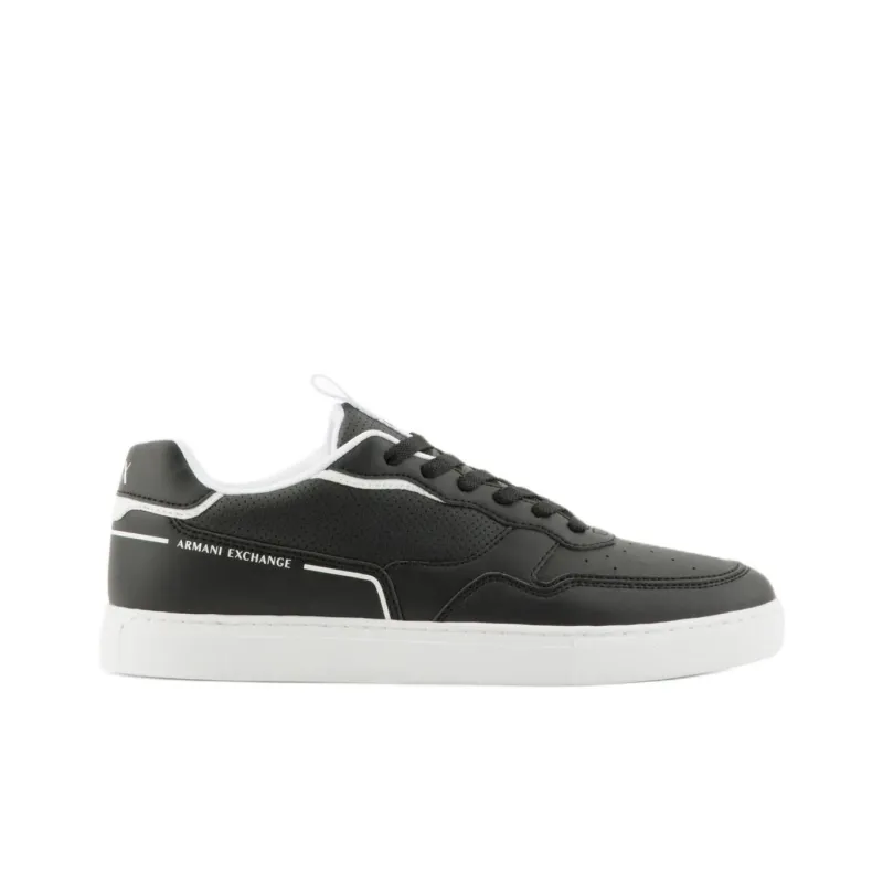 ARMANI EXCHANGEAE Low Top Skateboard Shoes Men's Black White-1