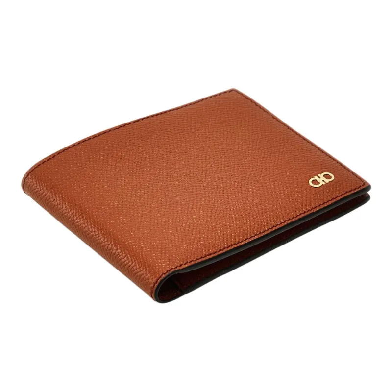 FERRAGAMO Stamped Calfskin Wallet Regular Men's Brown-2