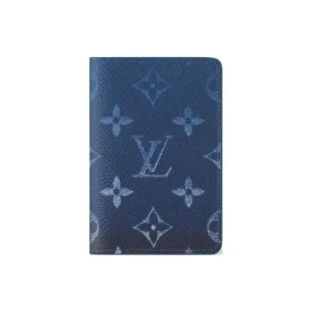 LOUIS VUITTON Monogram Canvas With Cow Leather Card Holder Men's Gradient Navy Blue