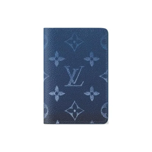 LOUIS VUITTON Monogram Canvas With Cow Leather Card Holder Men's Gradient Navy Blue
