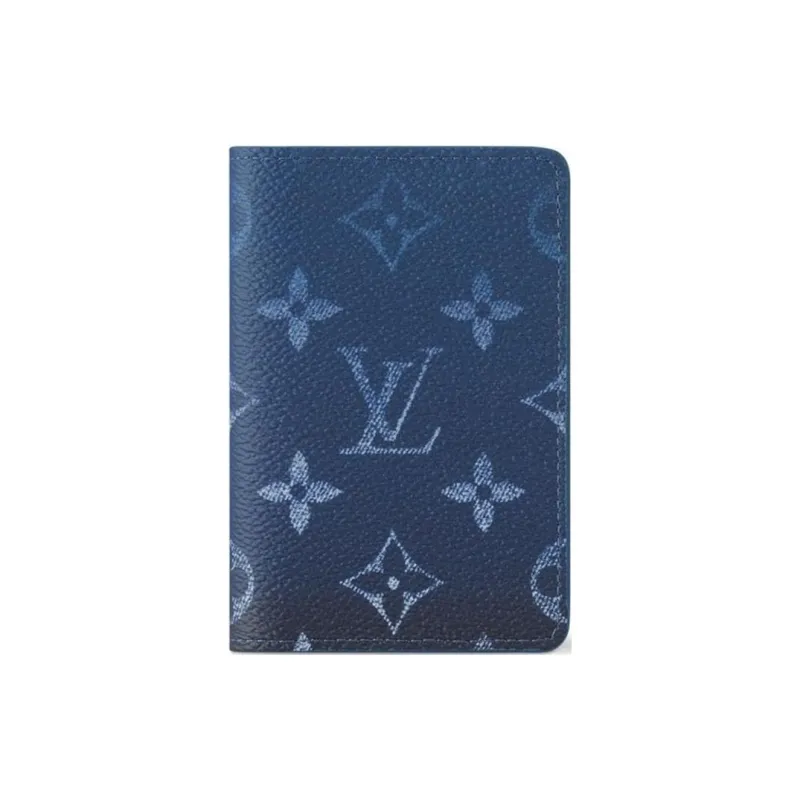 LOUIS VUITTON Monogram Canvas With Cow Leather Card Holder Men's Gradient Navy Blue-0