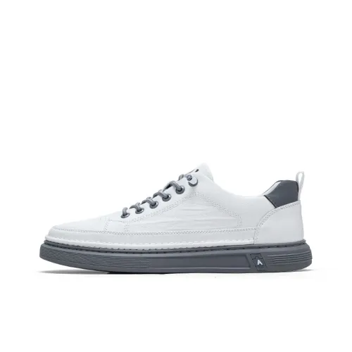 JOSINY Simple White Shoes Comfortable Wear Resistant Low Top Skateboard Shoes Men's White