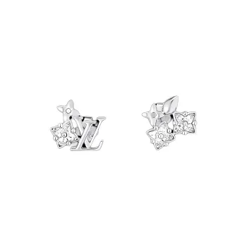 LOUIS VUITTON Metal Stud Earrings Women's Silver