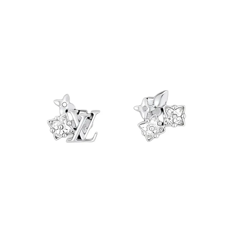 LOUIS VUITTON Metal Stud Earrings Women's Silver-0